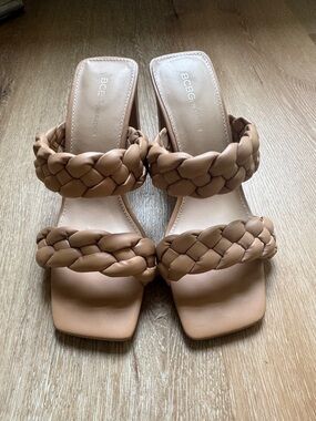 BCBG generation Braided backless nude 3.5” heels. Size 9. Like new!
